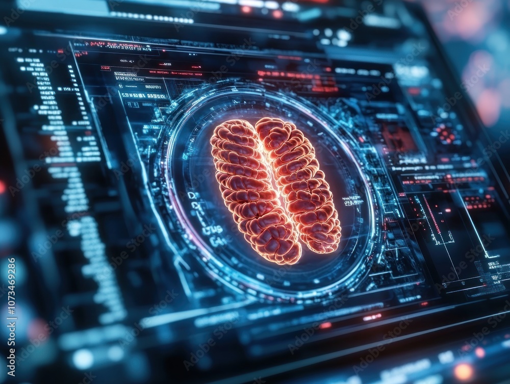 Futuristic Digital Anatomy Advanced Holographic View of Glowing Intestines, Medical Technology Visualization