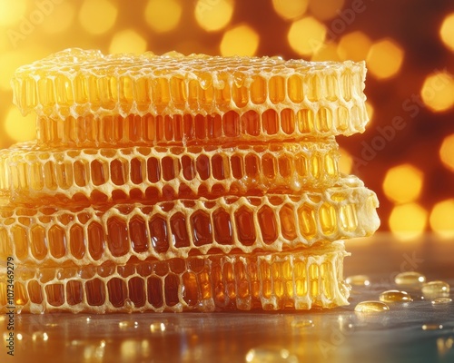 Obraz na płótnie Fresh Honeycomb, Raw, Pure, and Artisan Delicious Golden Honeycomb, Perfect for Drizzling on Toast, Yogurt, or Pancakes Enjoy the Natural Sweetness of Real Honeycomb w salonie