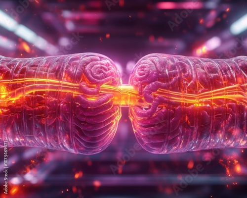 Obraz na płótnie Futuristic Medical Hologram Visualization of Internal Organs Advanced 3D Model of Human Anatomy with Glowing Details for Diagnostics and Healthcare w salonie