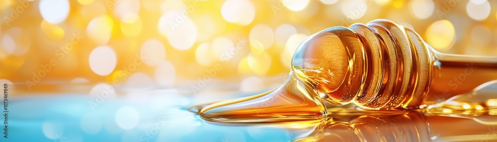 Golden Honey Pouring in Soft Light A Viscous Stream of Pure, Raw, Unfiltered Honey, Fresh from the Hive, Capturing the Essence of Natural Sweetness