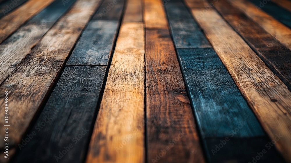 A close-up view of a wooden floor with varying colors and textures. A close-up view of a wooden floor with varying colors and textures.