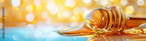 Obraz na płótnie Golden Honey Pouring in Soft Light A Viscous Stream of Pure, Raw, Unfiltered Honey, Fresh from the Hive, Capturing the Essence of Natural Sweetness w salonie
