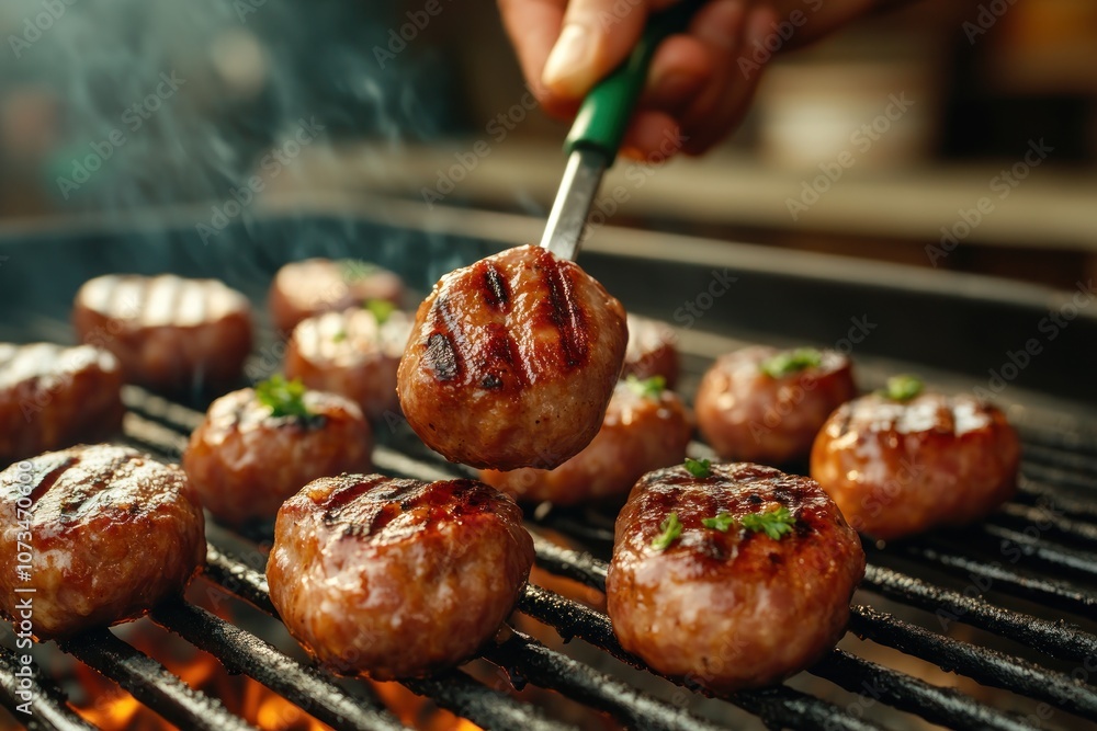 Grilling Delicious Sausage on the BBQ, Expert Chef Tips for Perfectly Cooked Sausages with Smoky Flavor, Outdoor Cooking Techniques and Sausage Spatula Use