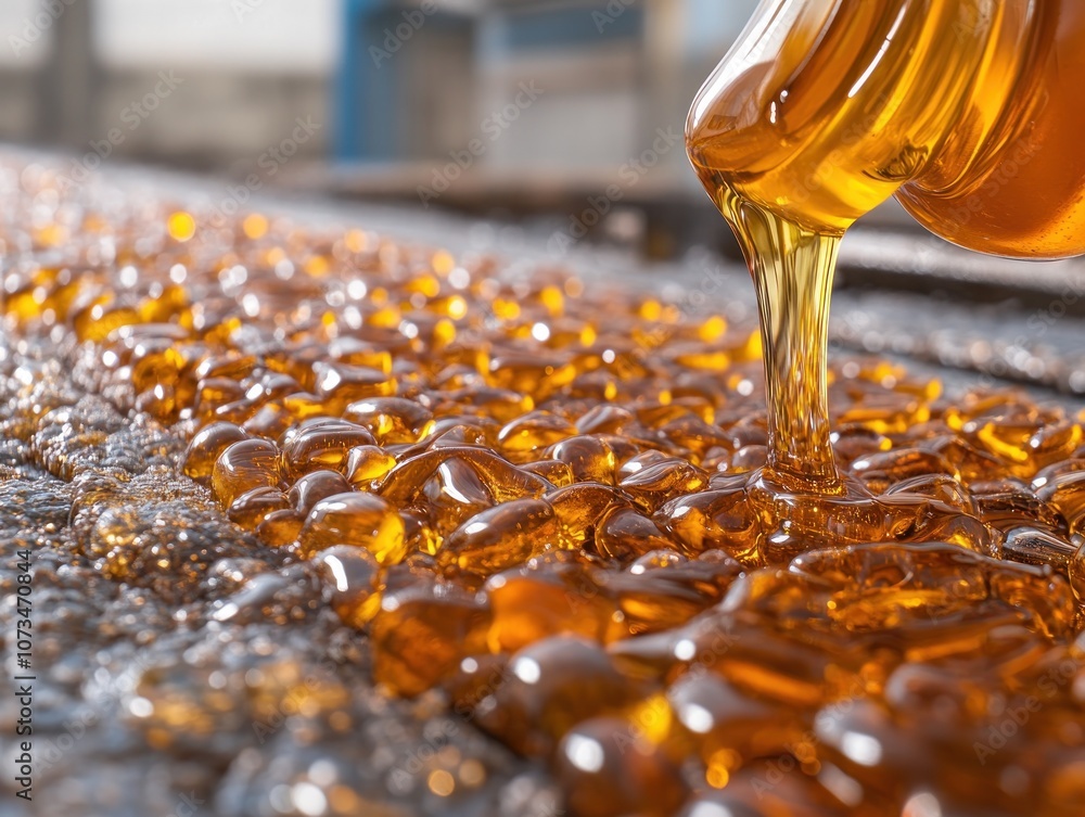 Honey Pouring Over Comb, Pure Golden Raw Honey Texture, Smooth and Viscous, Harvest Freshness, Honeycomb, Bee, Nectar, Sweet, Delicious, Golden, Drizzle, Flow, Liquid Gold