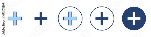 Plus icon Thin line art isolated