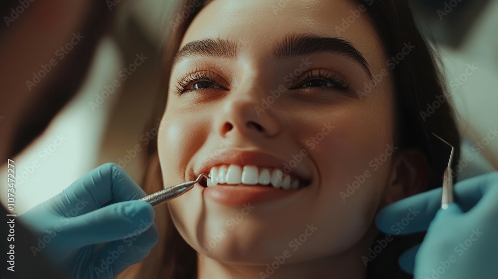 Smiling Woman Receiving Dental Care Smiling Woman Receiving Dental Care