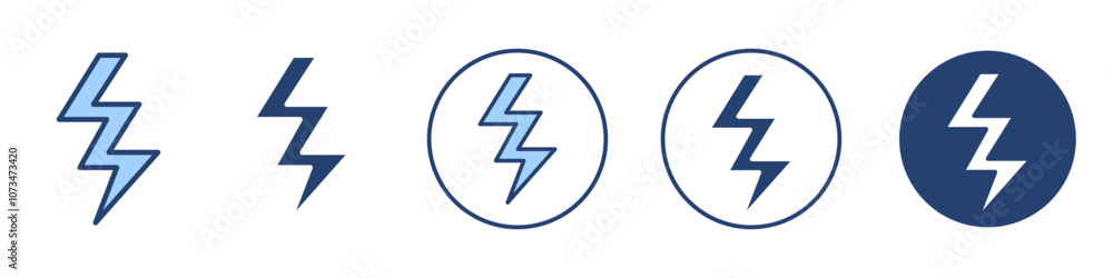 Thunder bolt icon Thin line art isolated Thunder bolt icon Thin line art isolated