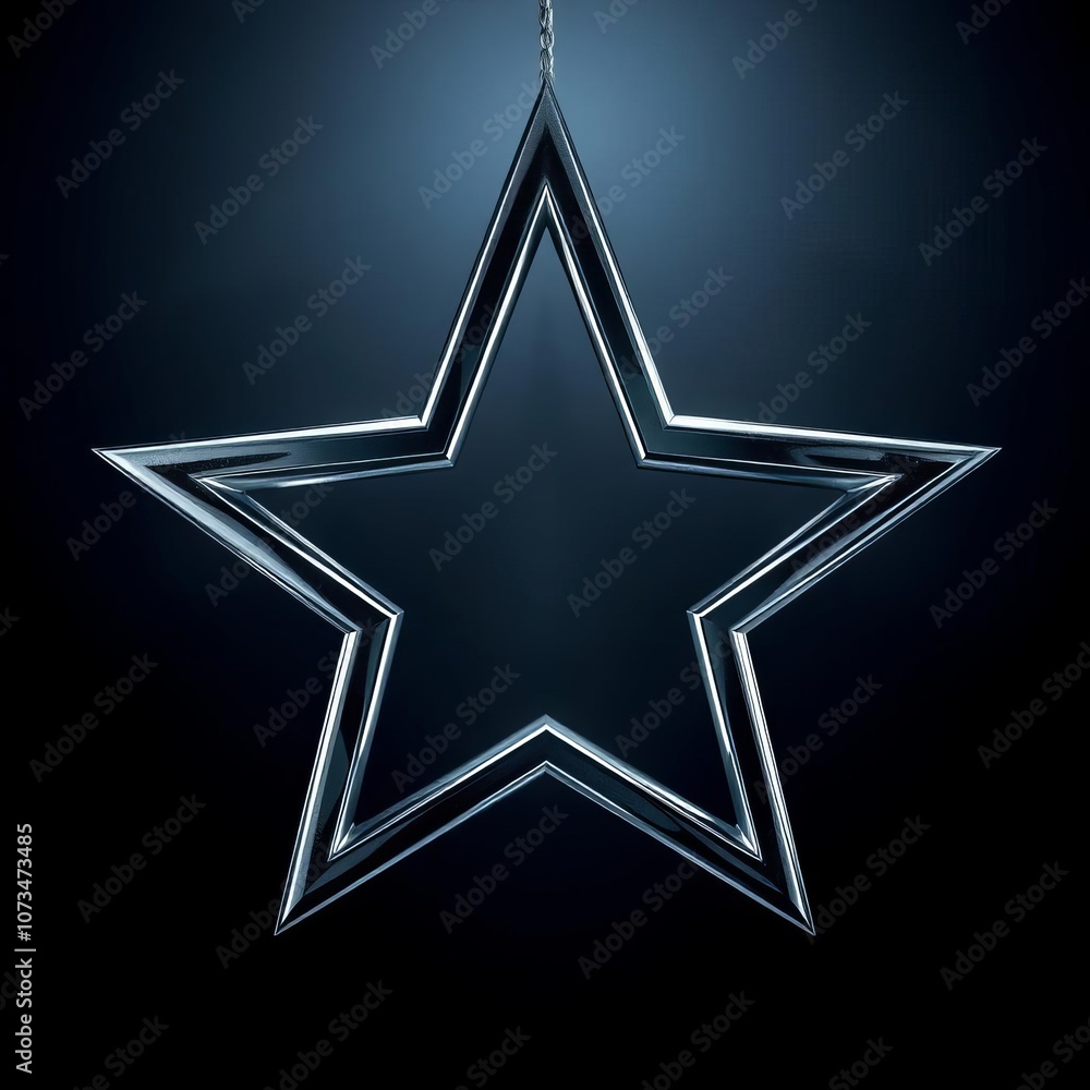 Chrome silver metal star isolated on transparent background star cut ...