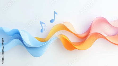A colorful wave with notes on it
