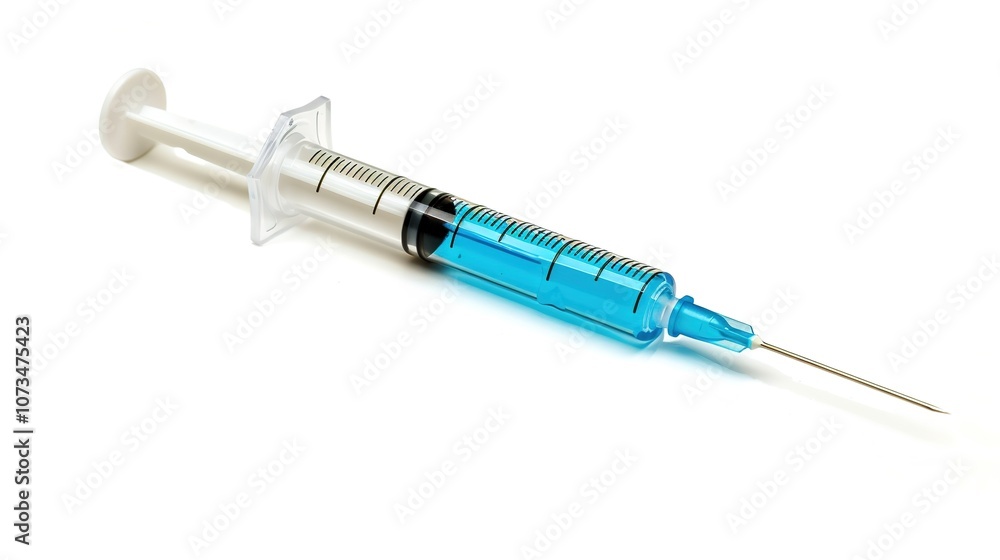 Injection with a Syringe Isolated on White Background - a clinical and precise visual. The injection with a syringe isolated on the white background creates a clean and sterile look. It gives the impr Injection with a Syringe Isolated on White Background - a clinical and precise visual. The injection with a syringe isolated on the white background creates a clean and sterile look. It gives the impr