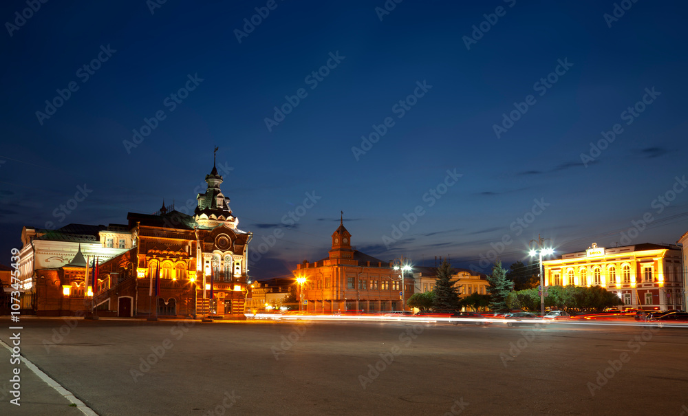 Fototapeta premium Night panorama of Cathedral Square in Vladimir. Russia