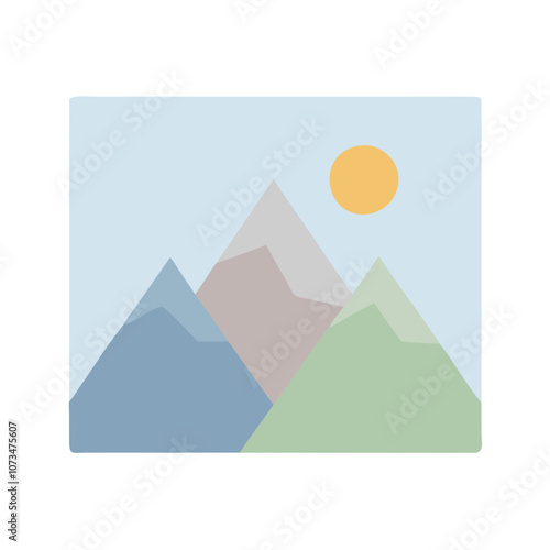 Flat illustration of mountains under a sunny sky