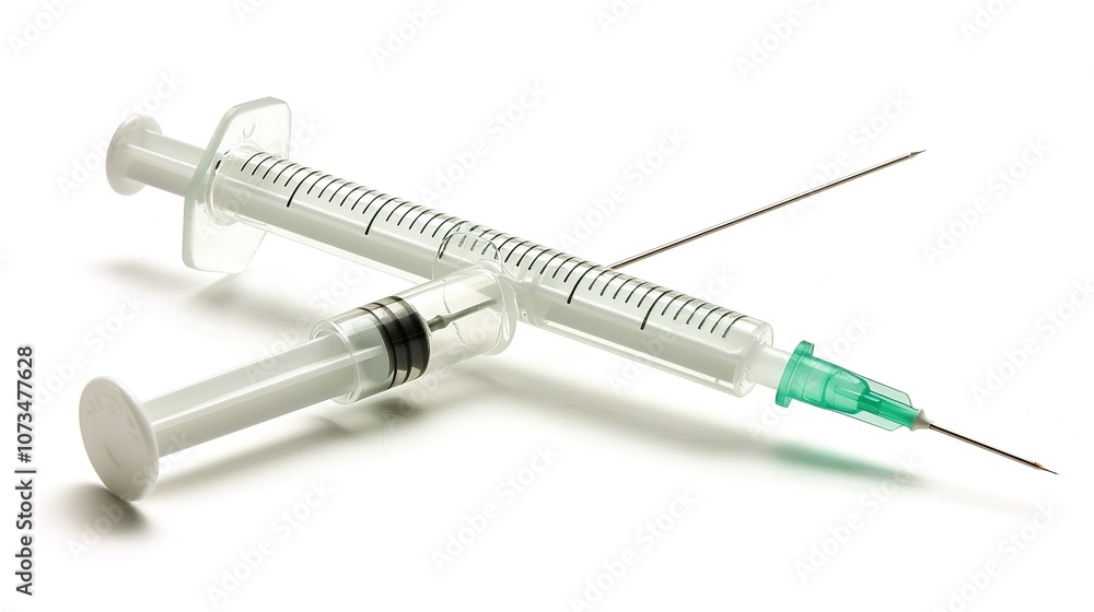 Injection with a Syringe Isolated on White Background - a clinical and precise visual. The injection with a syringe isolated on the white background creates a clean and sterile look. It gives the impr Injection with a Syringe Isolated on White Background - a clinical and precise visual. The injection with a syringe isolated on the white background creates a clean and sterile look. It gives the impr