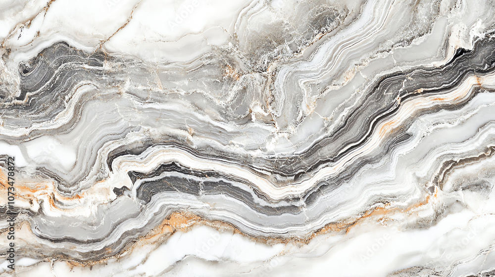 Fototapeta premium Marble stone texture, elegant gray and white veins, isolated on white background