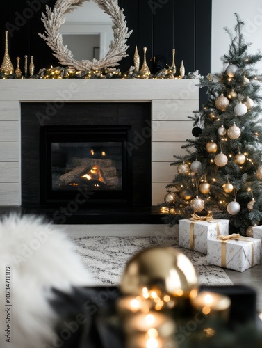 A Festive Fireplace with a ...
