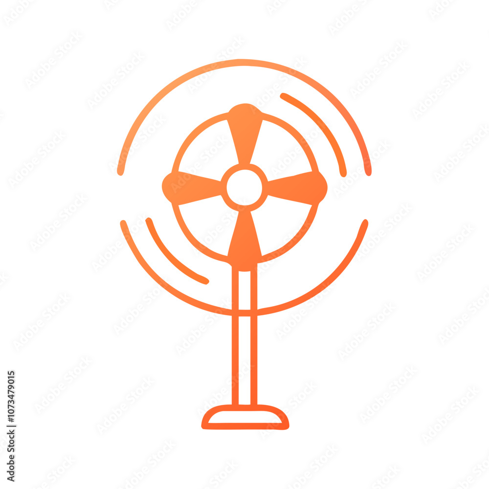 Icon of orange desk fan in flat design Icon of orange desk fan in flat design