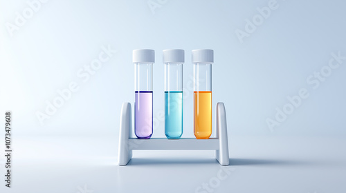 Three glass beakers with different colored liquids in them