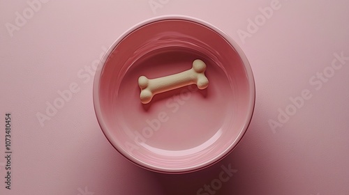 A playful dog toy resides in a pink bowls emphasizing pet care essentials for happy pets