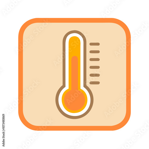 Orange thermometer icon with temperature gauge