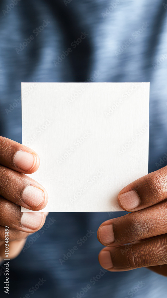 A person is holding a white card in their hand A person is holding a white card in their hand