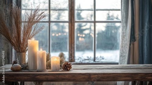 Burning Candles on a Wooden...