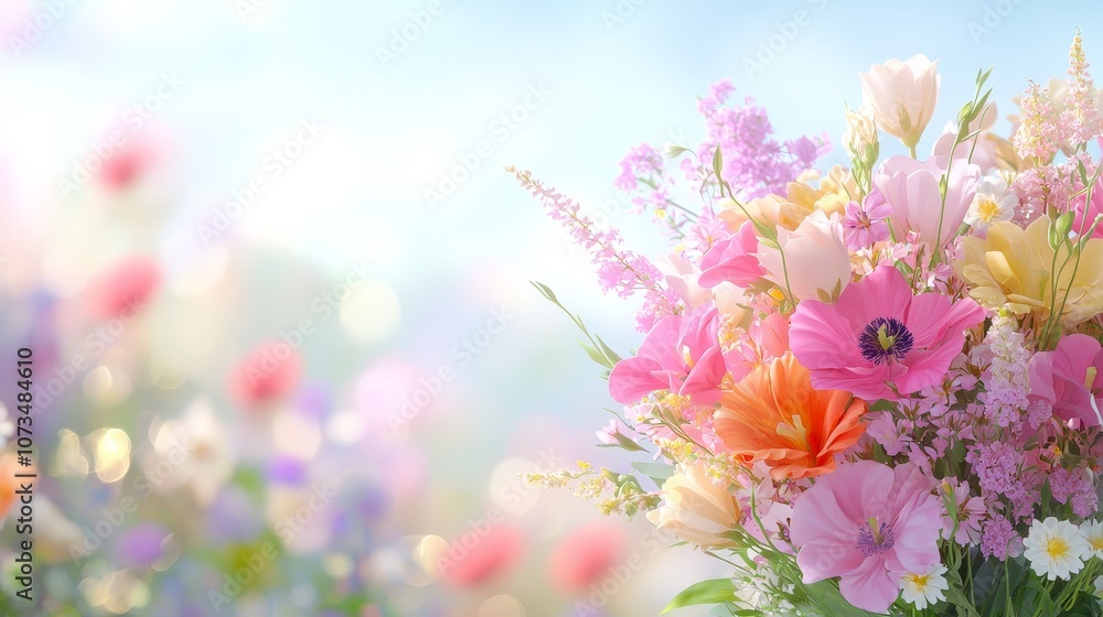 Explore the beauty of nature through a vibrant bouquet of colorful spring flowers Explore the beauty of nature through a vibrant bouquet of colorful spring flowers