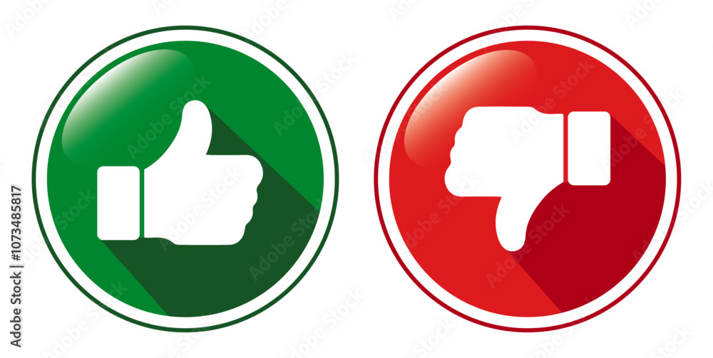 Thumb up and thumb down 3D buttons, like or dislike symbols, vector illustration isolated on transparent or white background Thumb up and thumb down 3D buttons, like or dislike symbols, vector illustration isolated on transparent or white background