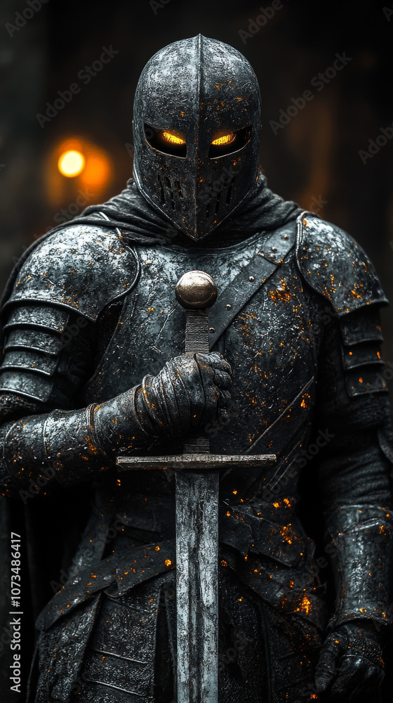 Knight with heavy sword on chest Knight with heavy sword on chest