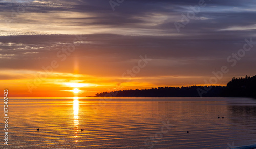 Breathtaking Sunrise Over Waters in Victoria, Vancouver Island