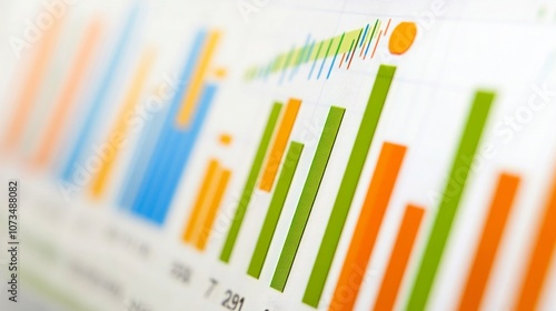 Neon Colored Graphs and Charts on Computer Screen