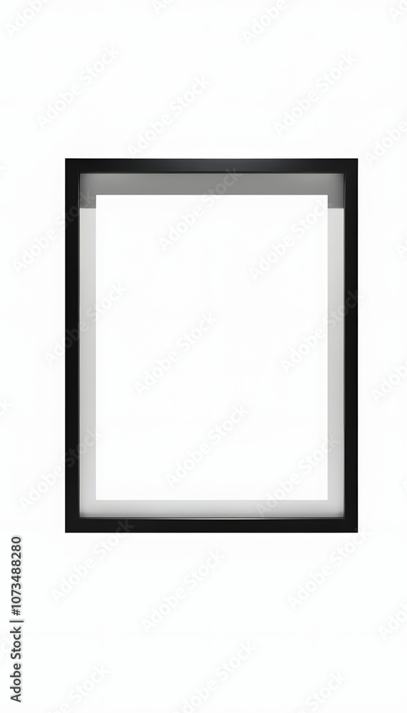 Black frame artwork mockup Boho minimal isolated with white highlights, png Black frame artwork mockup Boho minimal isolated with white highlights, png