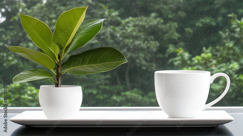 Minimalist still life, a simple white cup on table, embracing clean aesthetics and modern design Minimalist still life, a simple white cup on table, embracing clean aesthetics and modern design