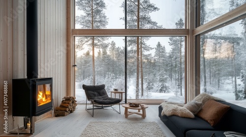 Cozy Cabin Interior with Fi...