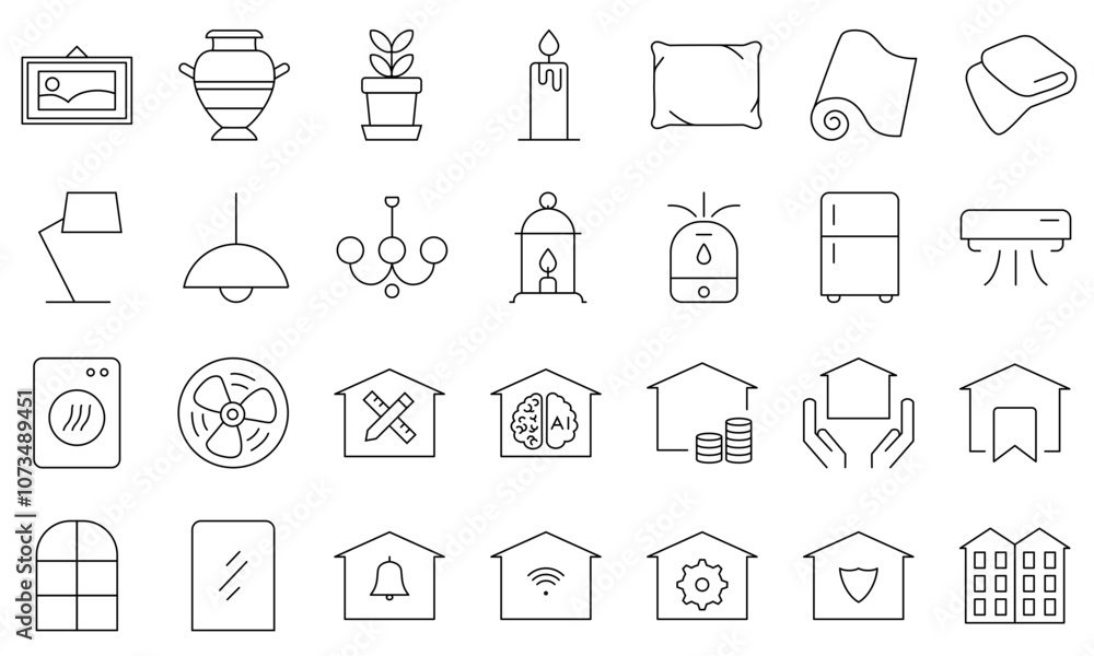 Home Decor Icons Set - Minimalist and Stylish Home Decor Icons Set - Minimalist and Stylish