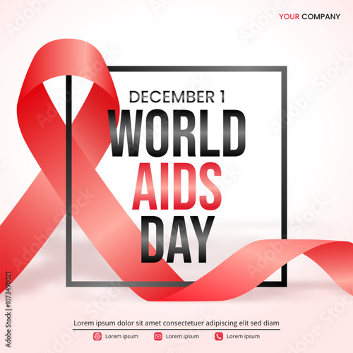 World Aids Day background with a red ribbon
