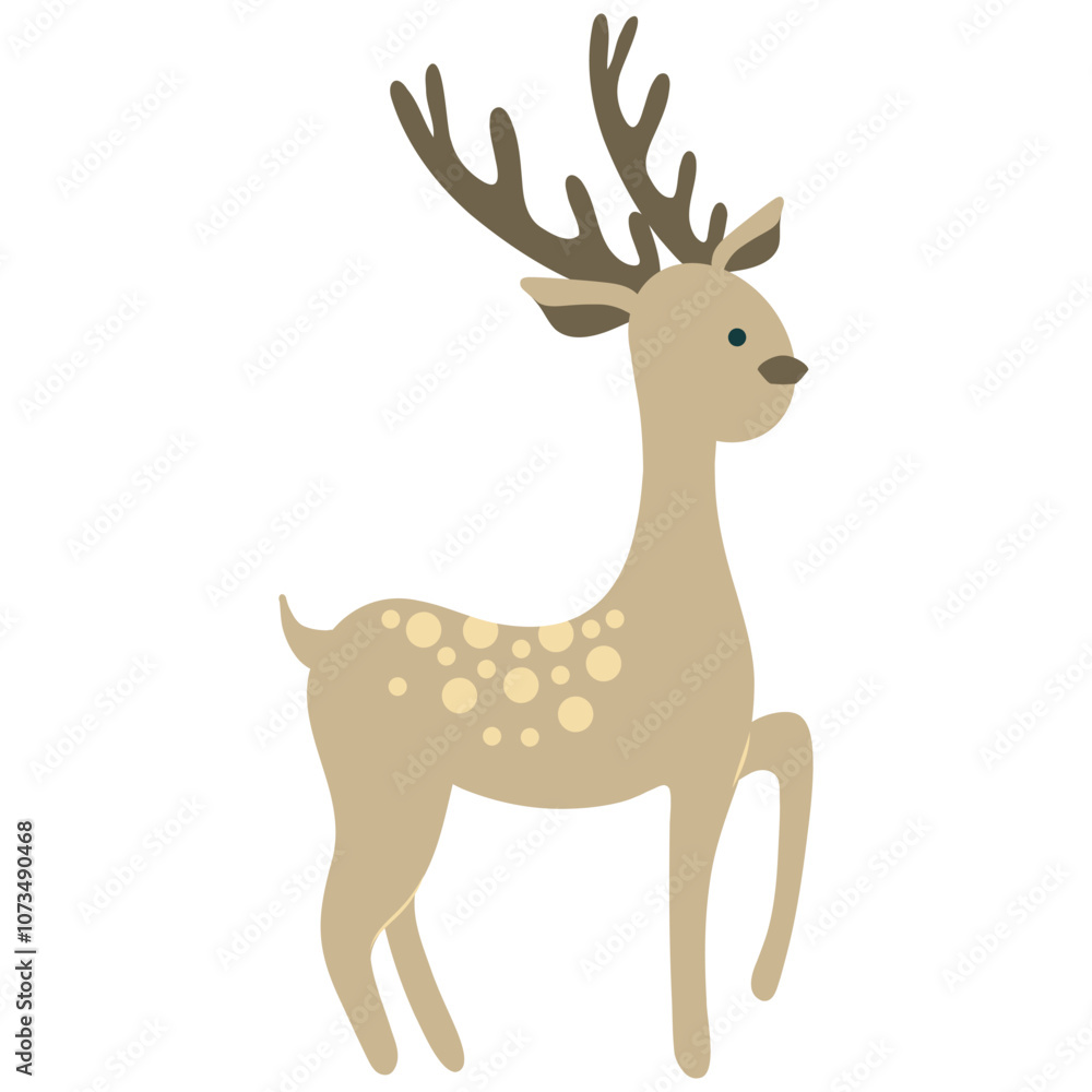 Fototapeta premium Cute Deer with spots and horns Vector illustration 