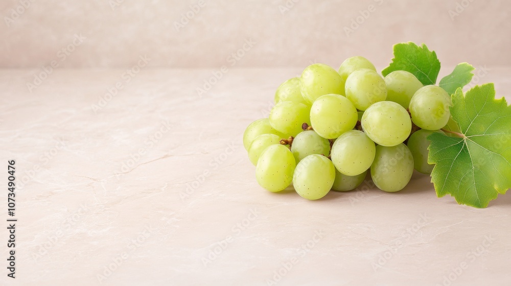 Fresh green grapes on a light marble surface Fresh green grapes on a light marble surface