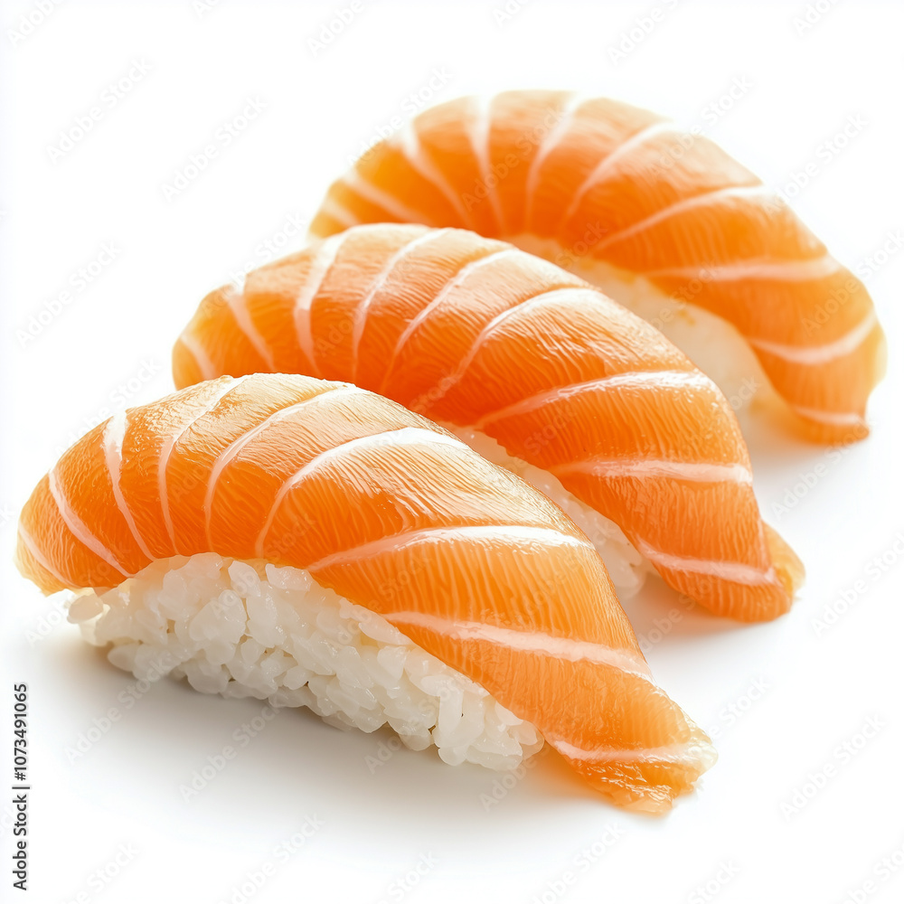Sushi with salmon on a white background Sushi with salmon on a white background