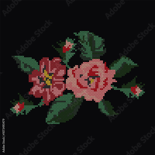 Cross Stitch Flowers, Floral Embroidery Pattern