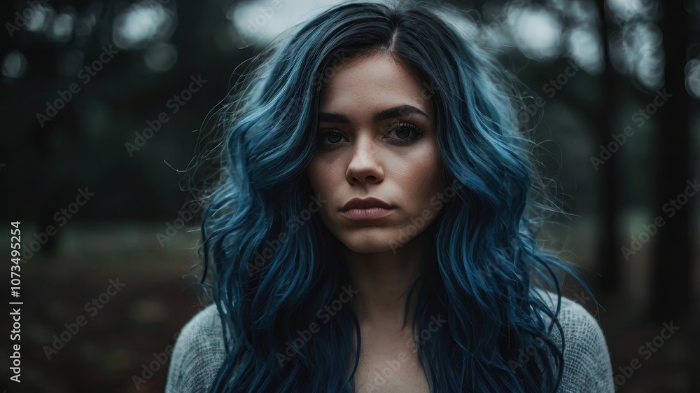 A woman with blue hair A woman with blue hair