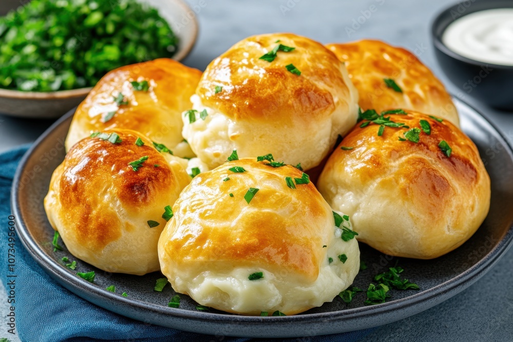 Delicious Tertyukhs With Fresh Herbs on a Rustic Plate in a Cozy Kitchen Delicious Tertyukhs With Fresh Herbs on a Rustic Plate in a Cozy Kitchen
