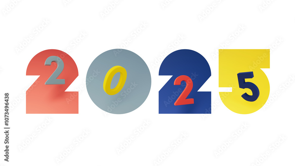 2025 New Year on a white background. Great for Christmas rojects, vlogs and other funny videos.