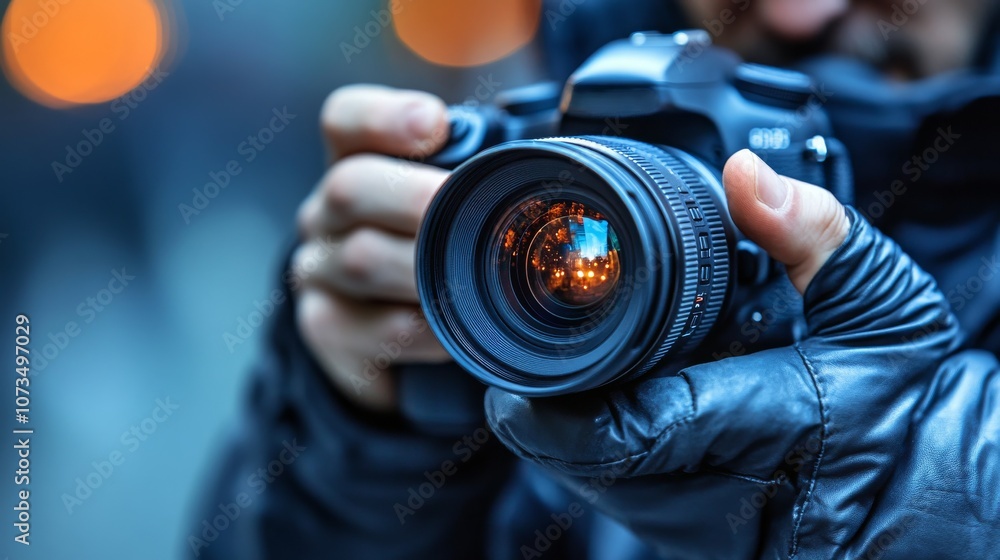 Photographer capturing moments with a DSLR camera Photographer capturing moments with a DSLR camera