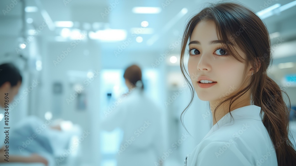 病院で働く日本人女性 病院で働く日本人女性