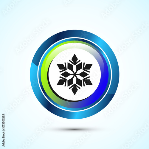 Snowflake icon design, Keep frozen icon. Glossy Round Button Design