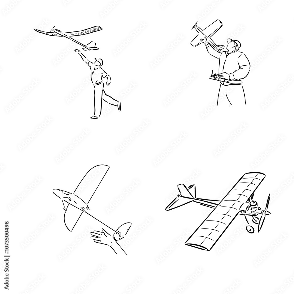 plane drawing on white background, airplane model sports, vector sketch plane drawing on white background, airplane model sports, vector sketch