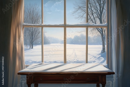 A Wooden Table by a Window ...