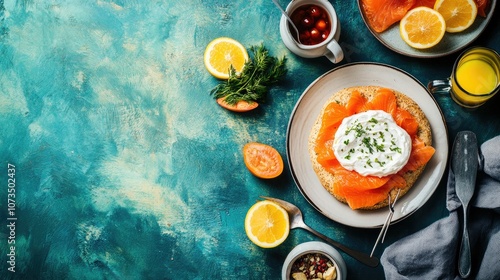 Wallpaper Mural Fresh Salmon Plate with Citrus and Creamy Topping Torontodigital.ca