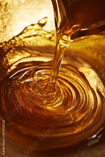 Golden honey swirling in warm light