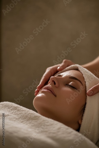 Woman receiving a relaxing facial massage at spa